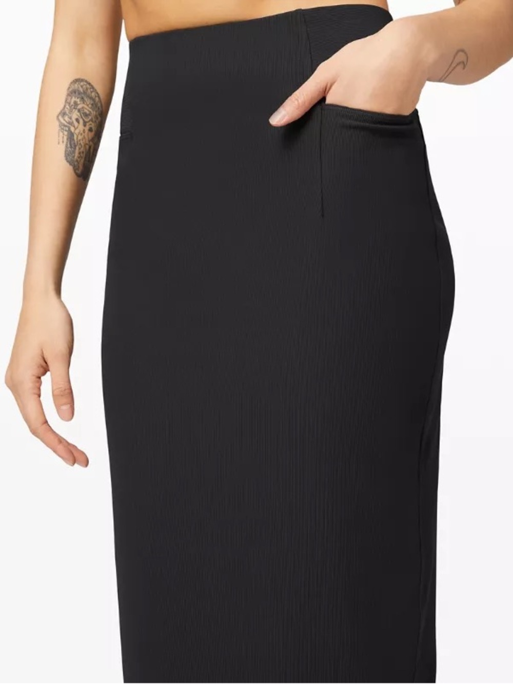 lululemon athletica Black Midi Pencil Skirt - Sleek High-Rise - Picture 3 of 7